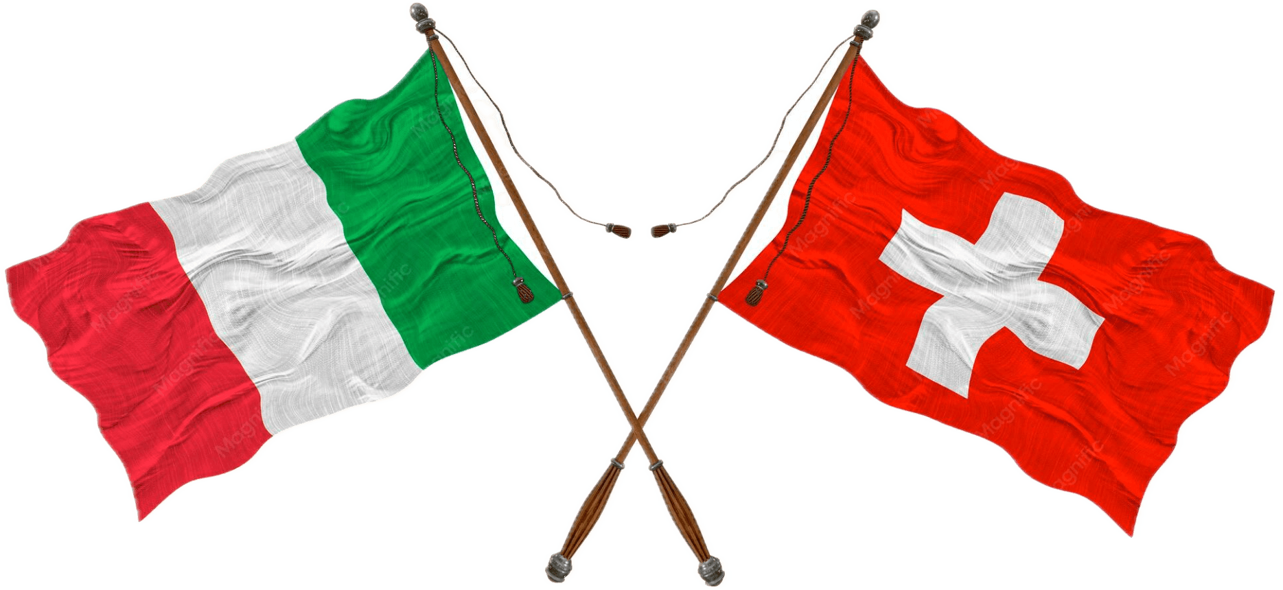 Bandiere incrociate di Italia e Svizzera