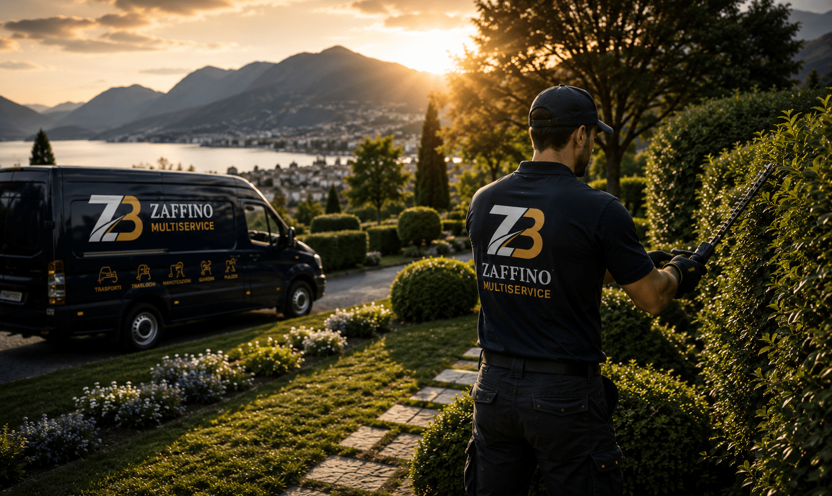 Operatore ZB Multiservice al lavoro in giardino